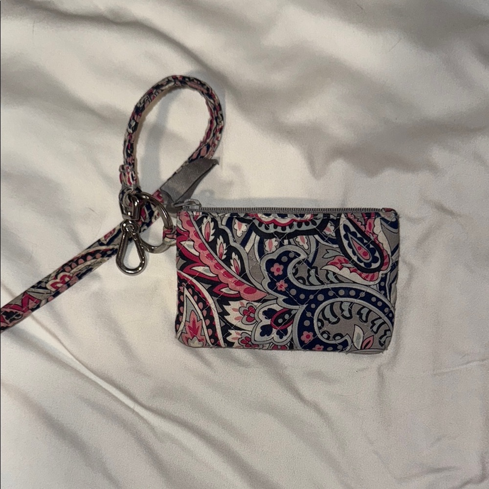 Vera Bradley Pink and Grey Card Holder and Lanyard